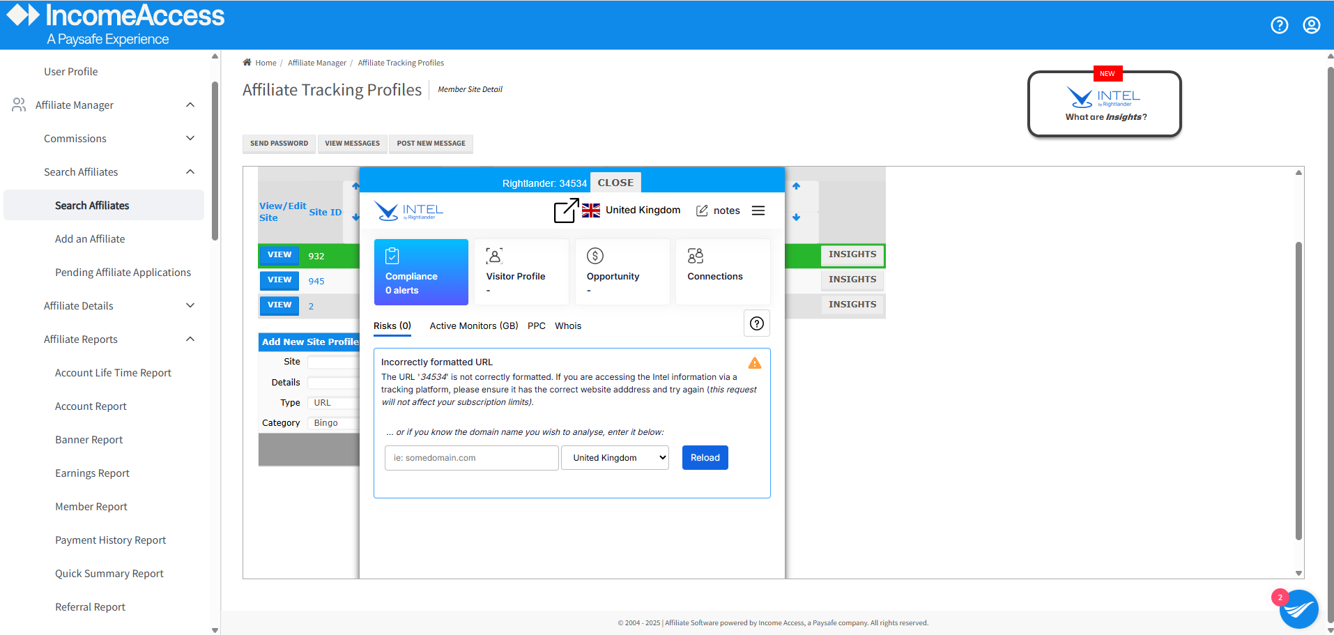screenshot of Income Access